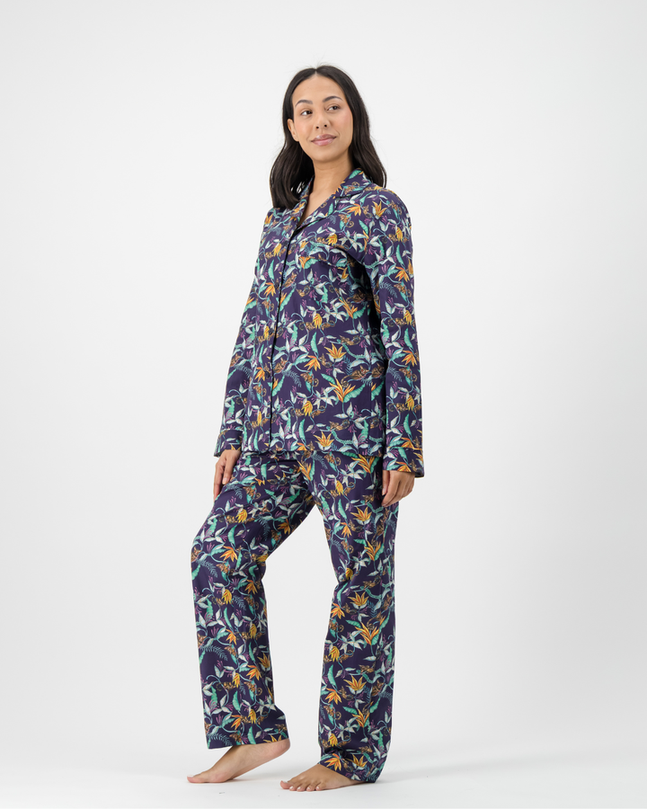 Womens Long Pyjamas - Nag Apies on Navy