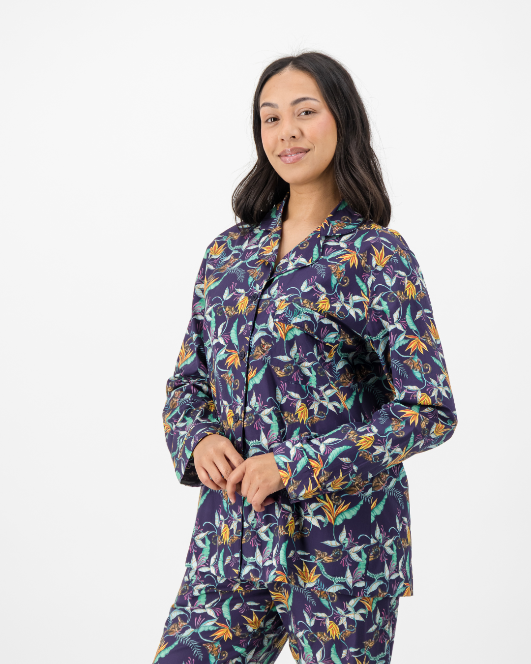 Womens Long Pyjamas - Nag Apies on Navy