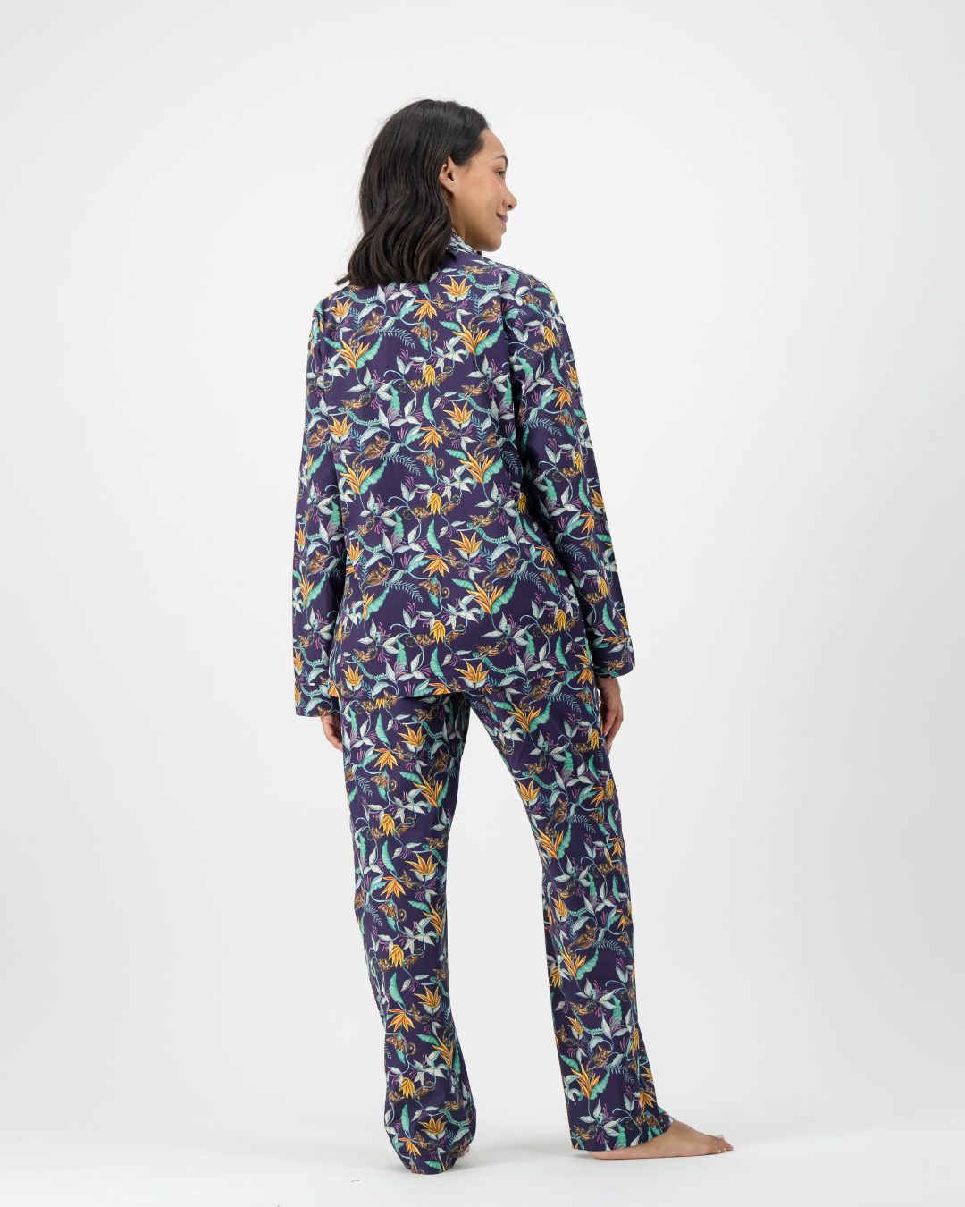 Womens Long Pyjamas - Nag Apies on Navy