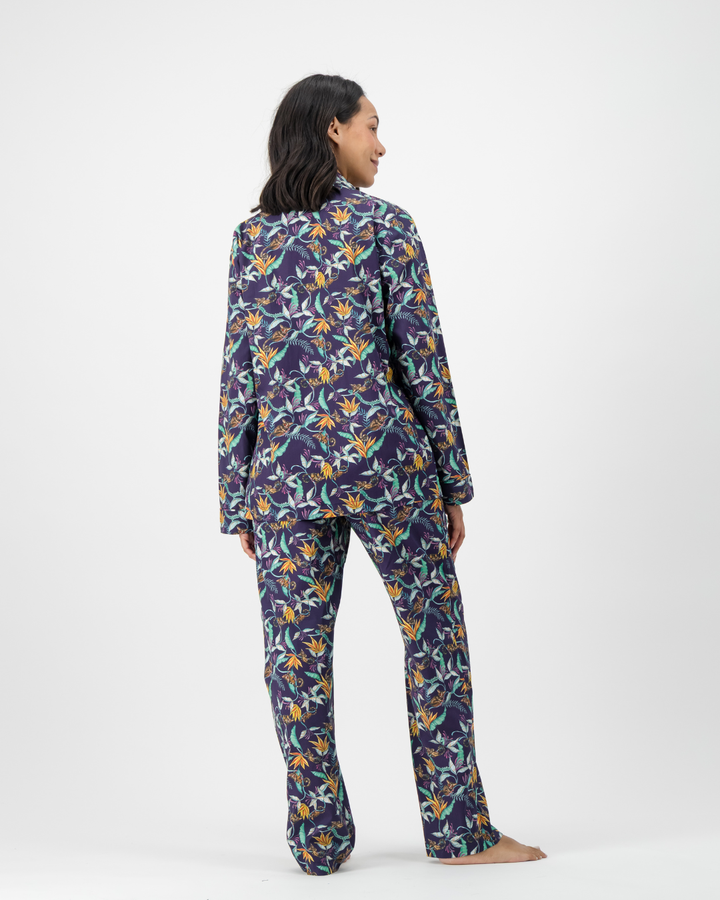 Womens Long Pyjamas - Nag Apies on Navy