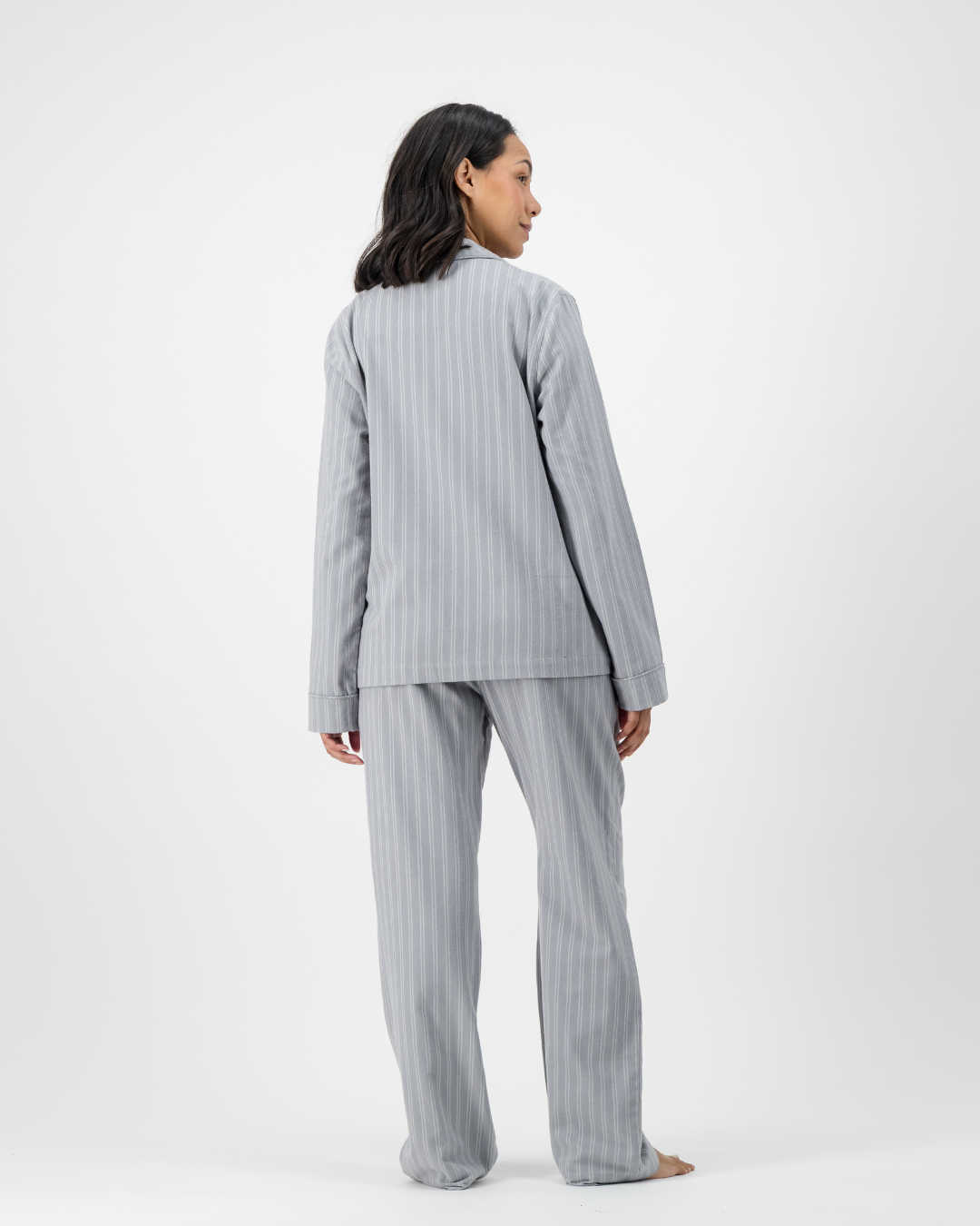 Womens Long Pyjamas - Iggy Stripe on Grey