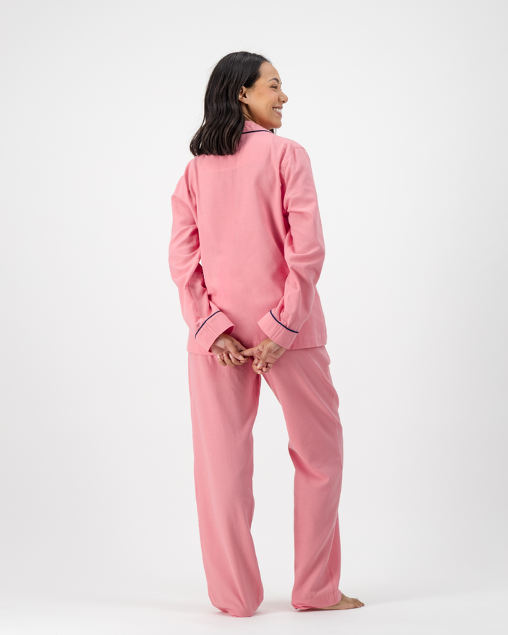 Womens Long Pyjamas - Plain Pink