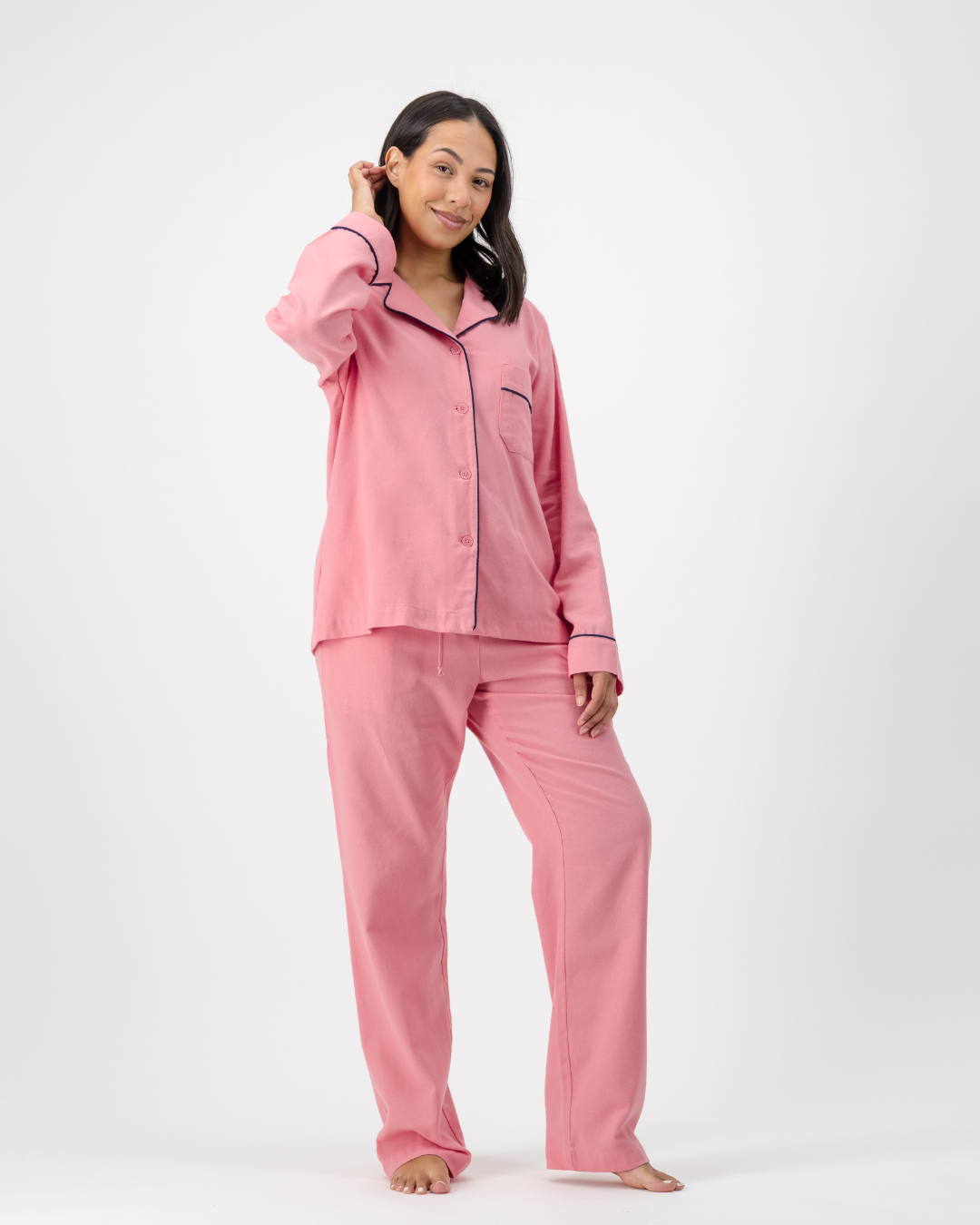 Womens Long Pyjamas - Plain Pink