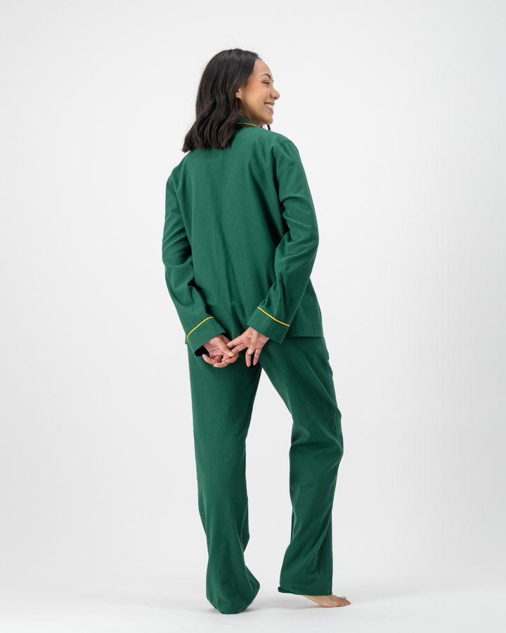 Womens Long Pyjamas - Springboks on Green