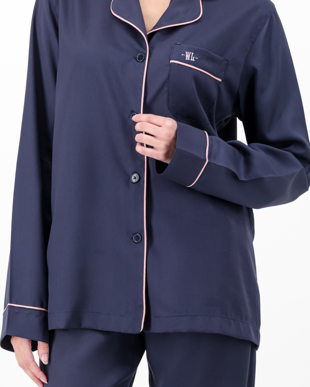 Womens Long Pyjamas - Tencel - Navy