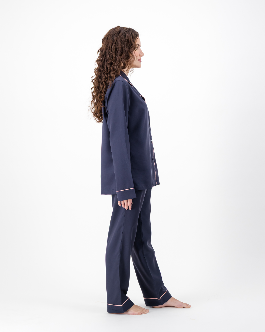 Womens Long Pyjamas - Tencel - Navy