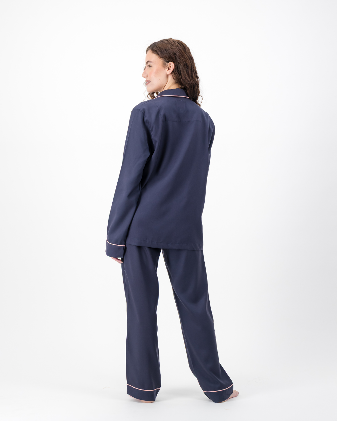 Womens Long Pyjamas - Tencel - Navy