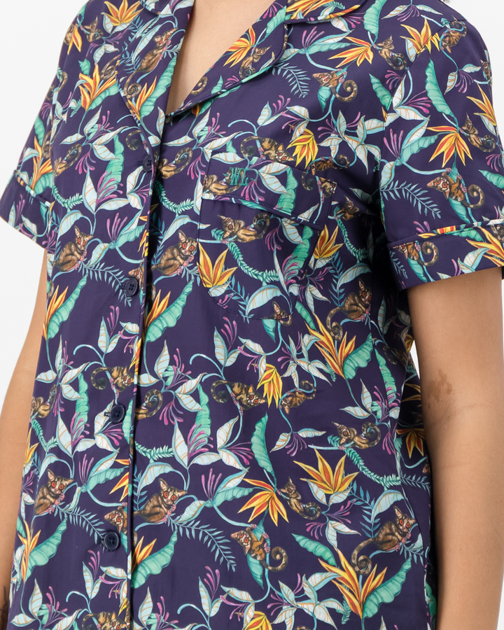 Womens Short Pyjamas - Nag Apies on Navy