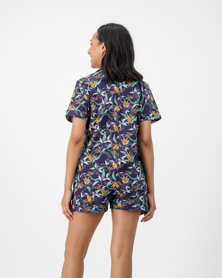 Womens Short Pyjamas - Nag Apies on Navy