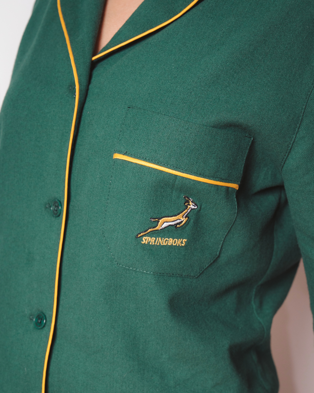 Womens Long Pyjamas - Springboks on Green