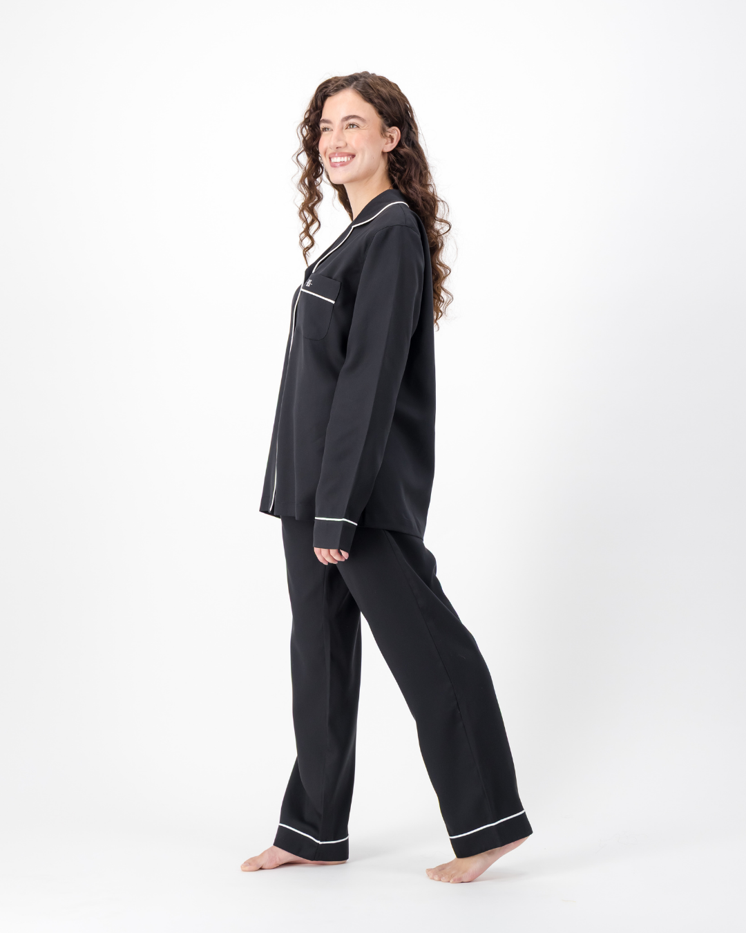 Womens Long Pyjamas - Tencel - Black
