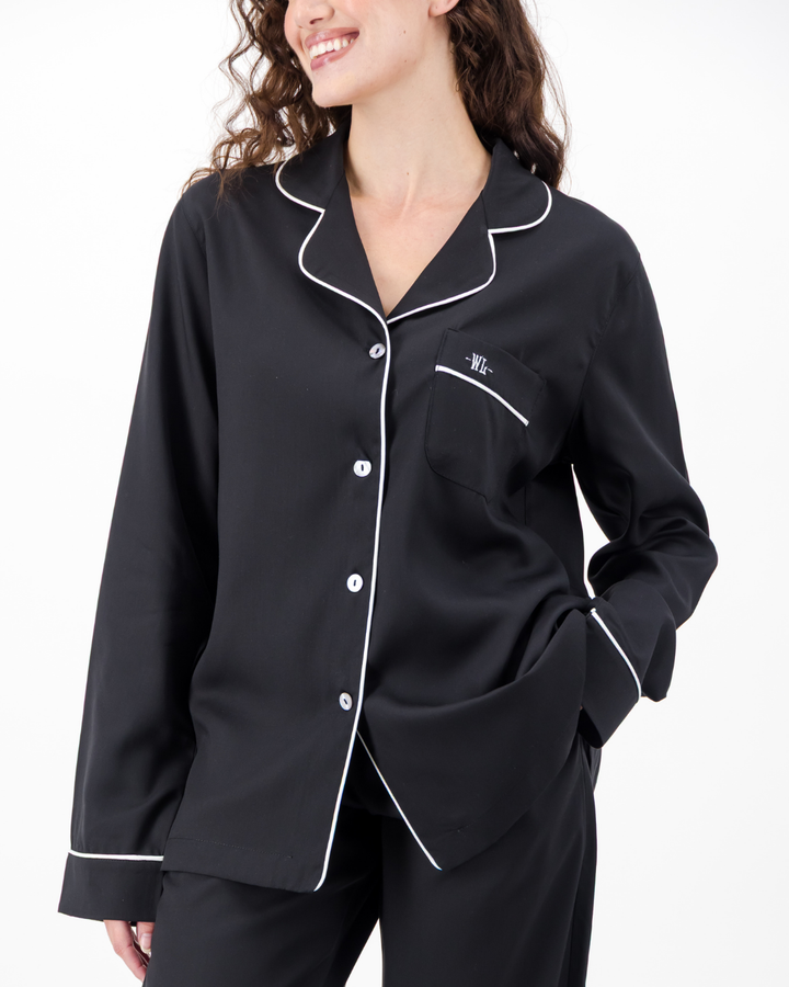 Womens Long Pyjamas - Tencel - Black