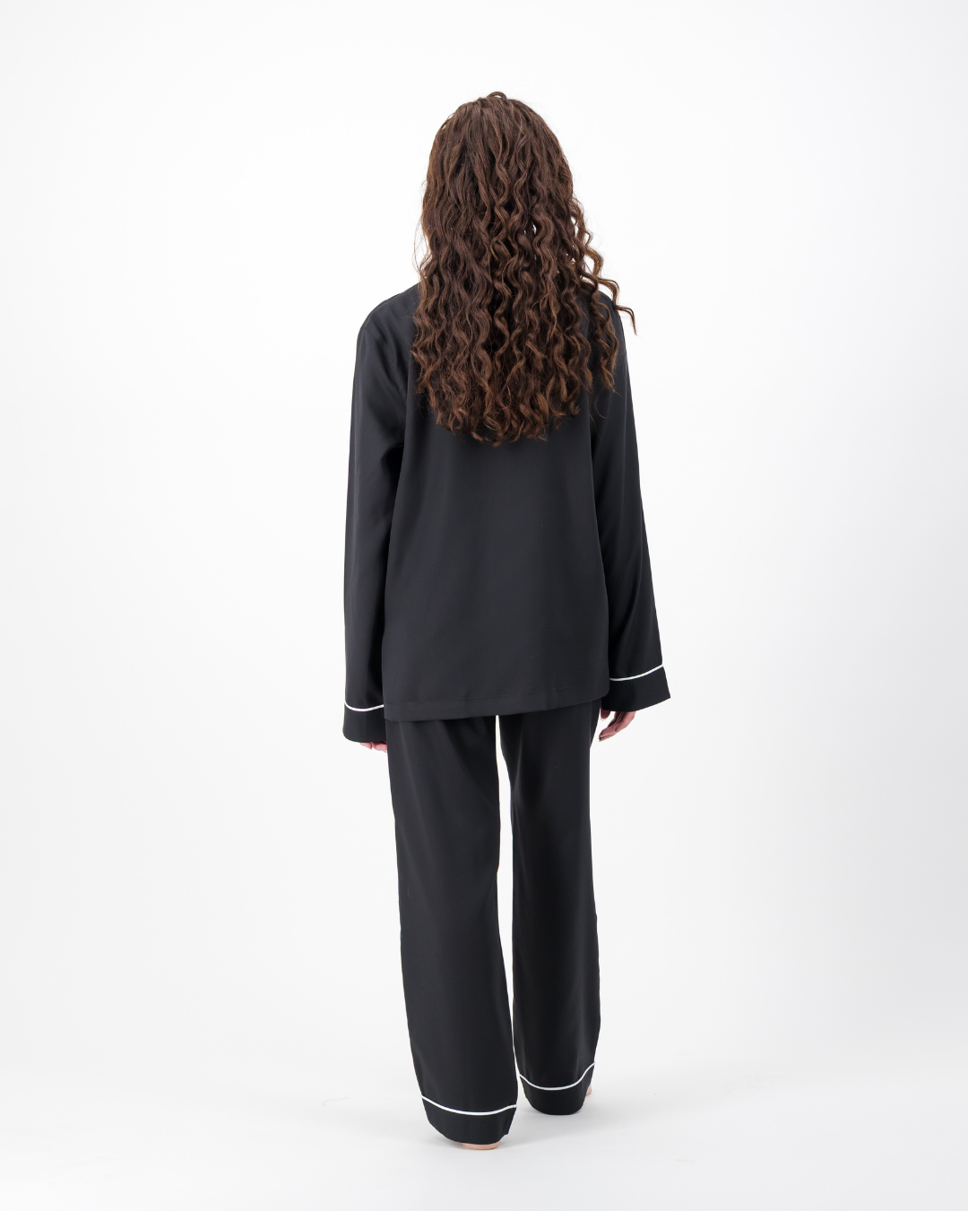 Womens Long Pyjamas - Tencel - Black