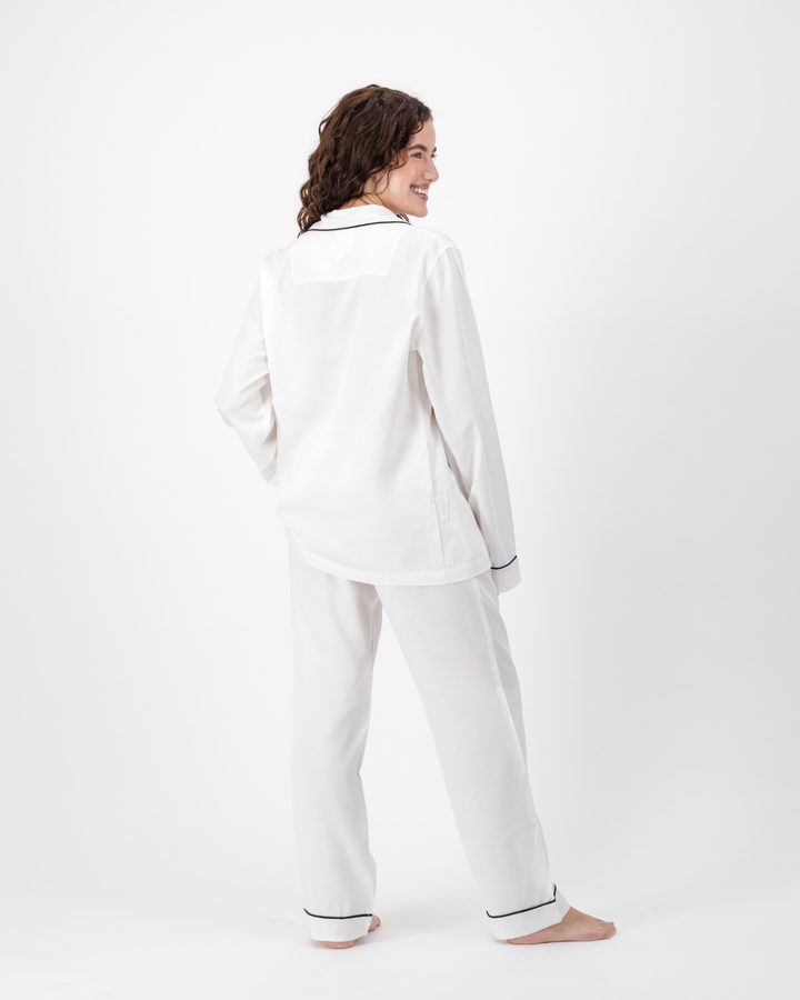 Womens Long Pyjamas - Tencel - White