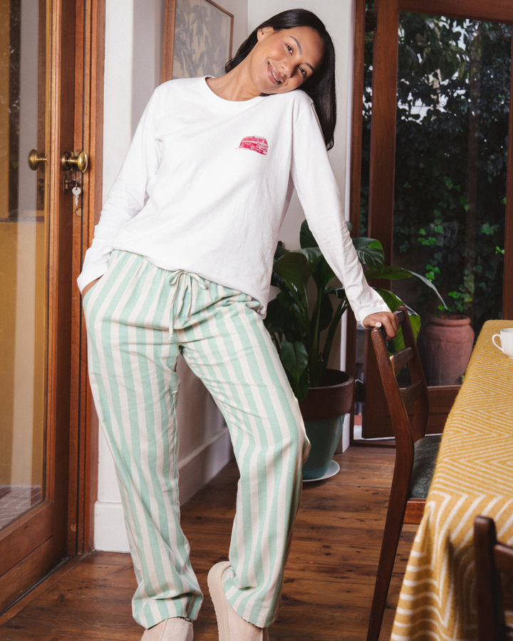 Womens Lounge Pants - Yoko Stone on Green