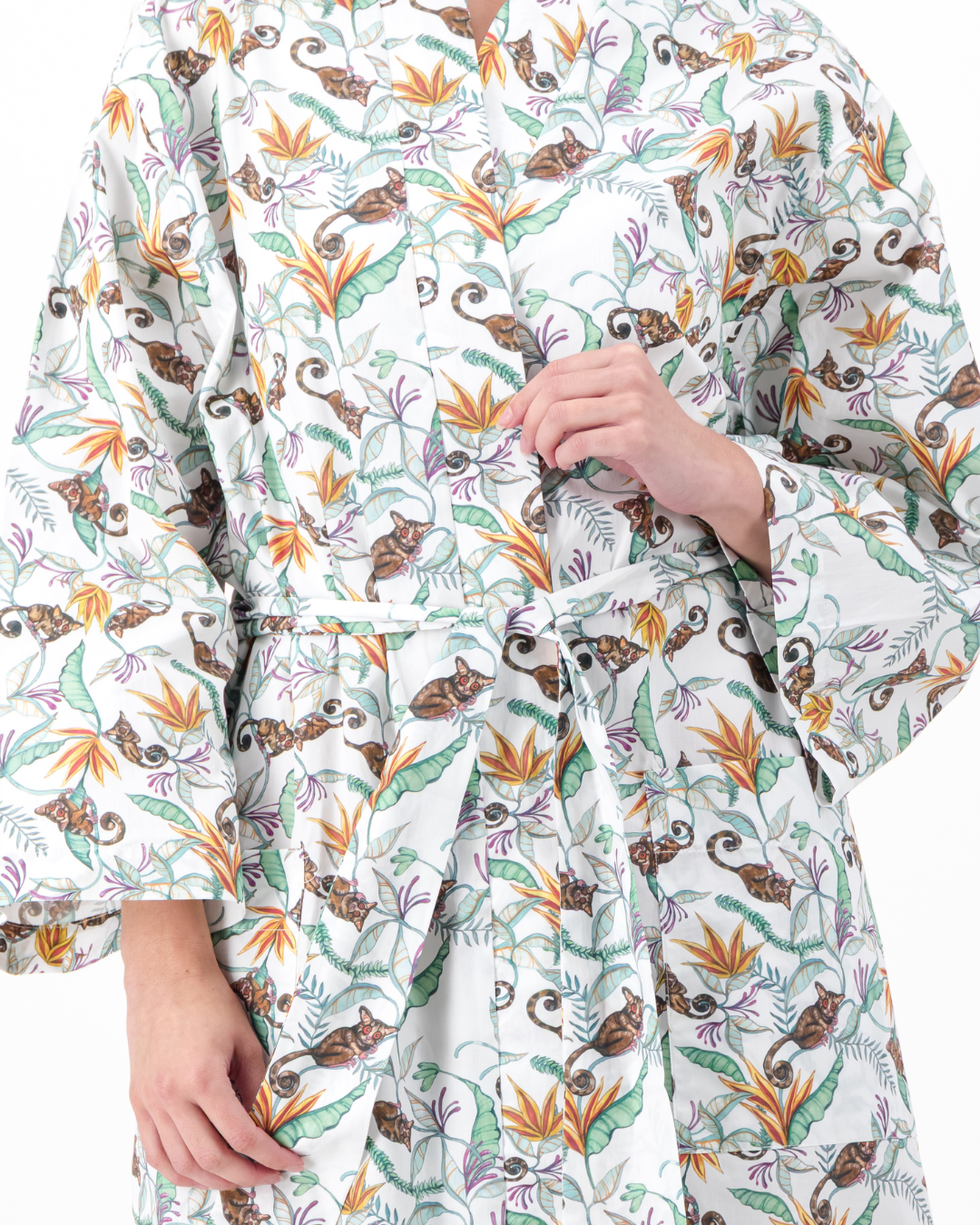 Adults Kimono - Nag Apies on White