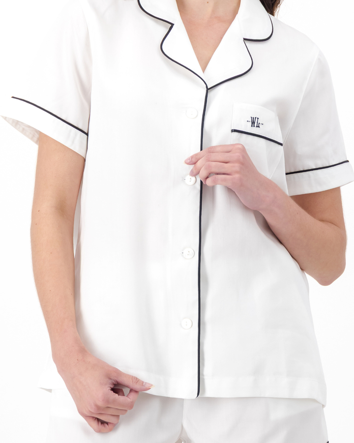 Womens Tencel Short Pyjama Set - Plain White