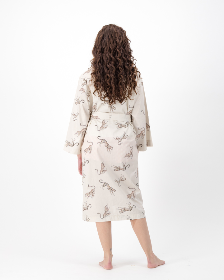 Adults Kimono - Jumping Cheetah on Beige