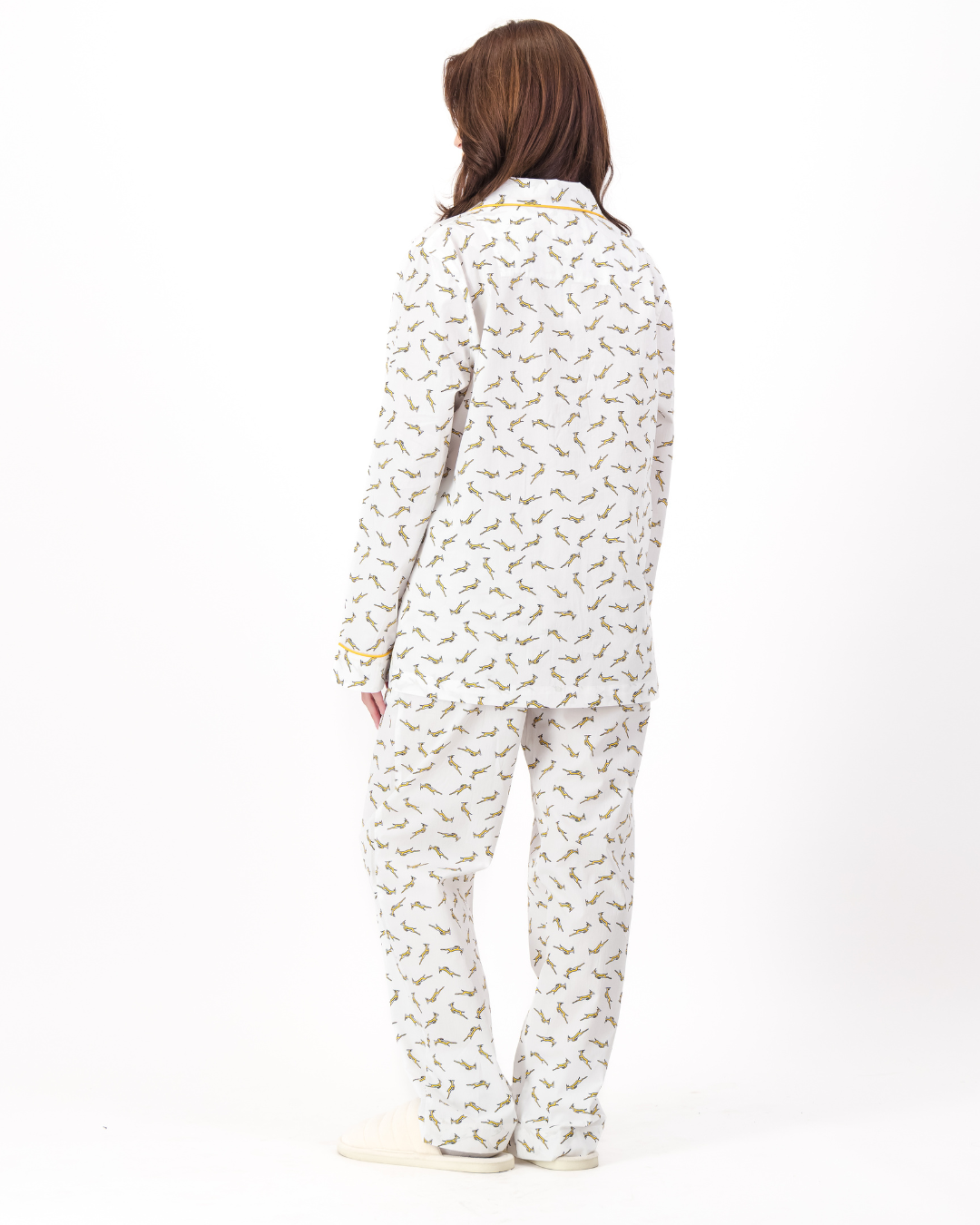 Womens Long Pyjamas - Custom Springboks Yellow Bok on White