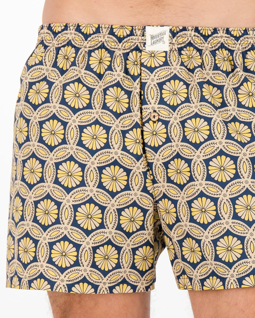 Mens Boxer Shorts - Geo Floral on Navy