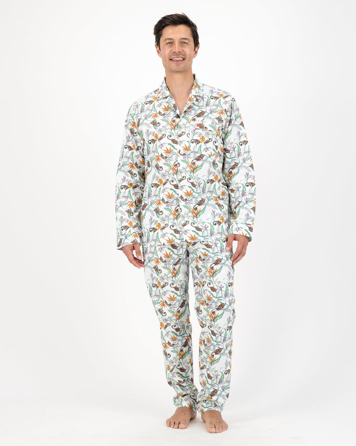 Mens Long Pyjamas - Nag Apies on White