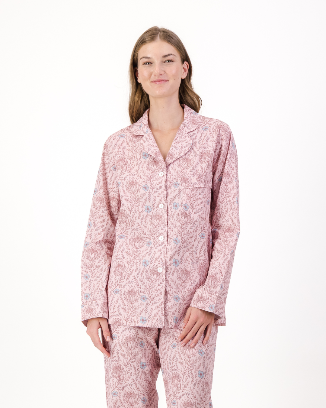 Womens Long Pyjamas - Proteas on Pink