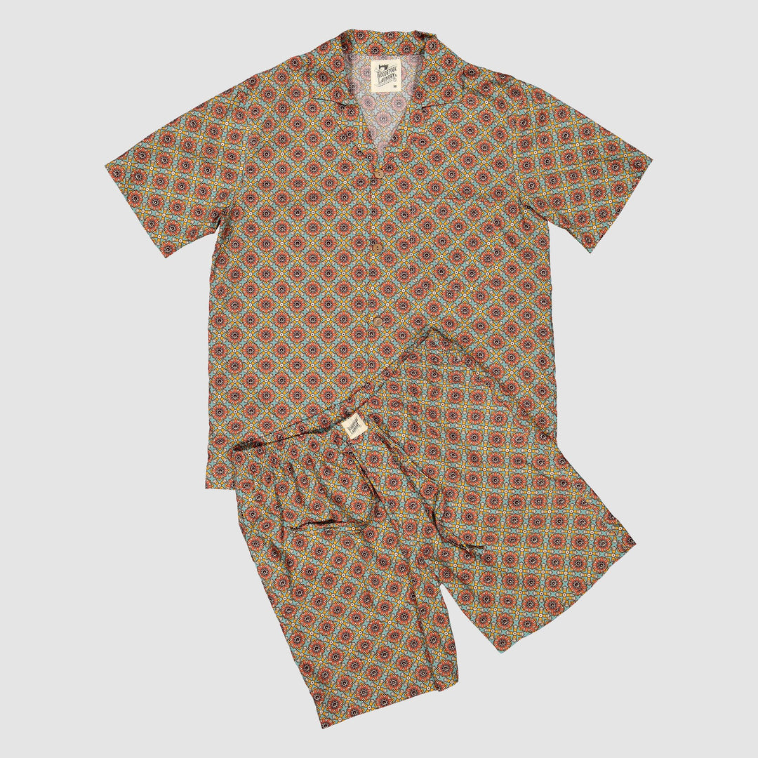 Mens Short Pyjamas - Funky Disco on Turquoise