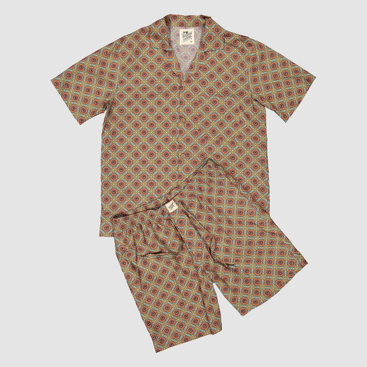 Mens Short Pyjamas - Funky Disco on Turquoise