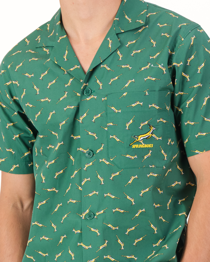 Mens Short Pyjamas - Custom Springboks Yellow Bok on Green
