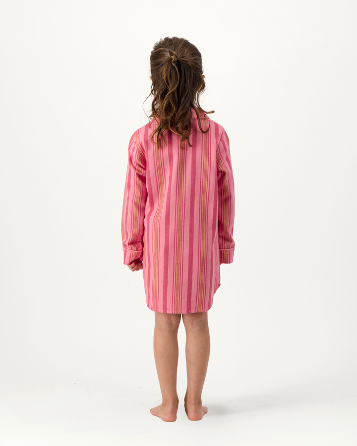 Girls Long Sleeve Sleep Shirt and Shorts Set - Jett on Pink