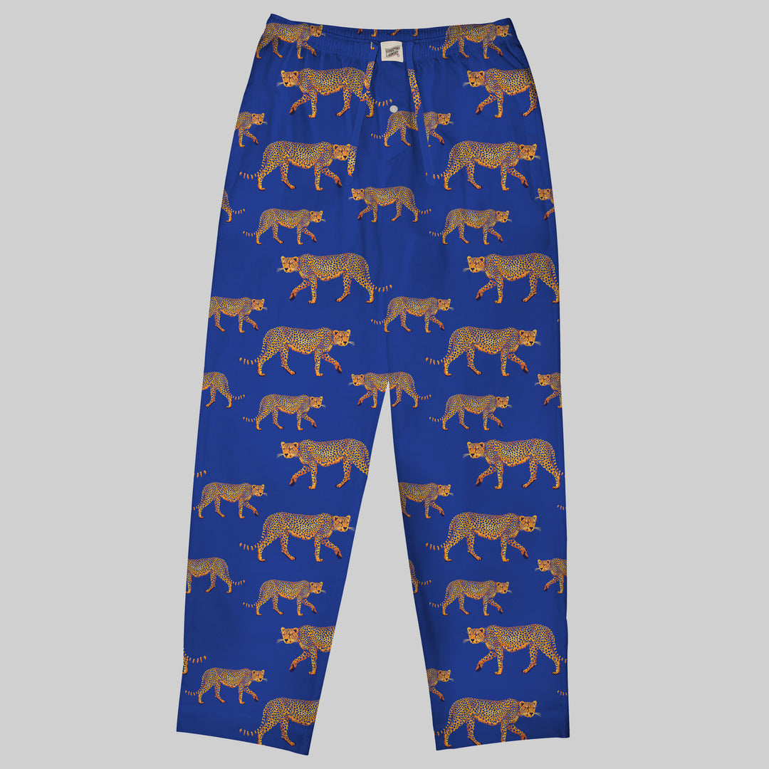 Mens Lounge Pants - Cheetahs on Blue