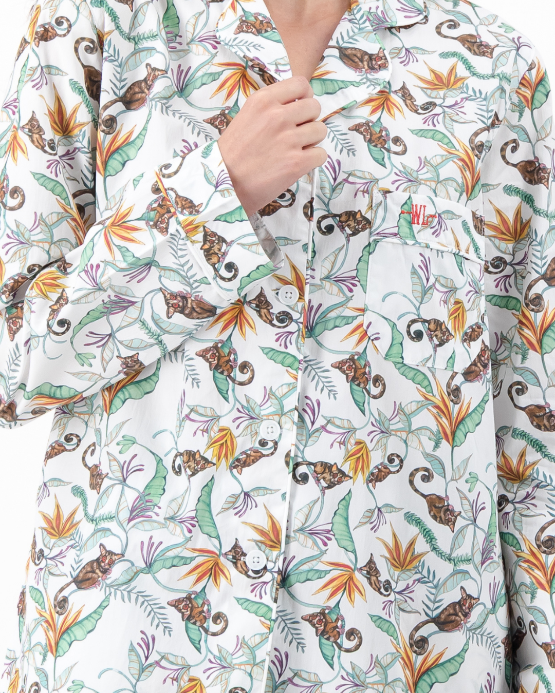 Womens Long Pyjamas - Nag Apies on White