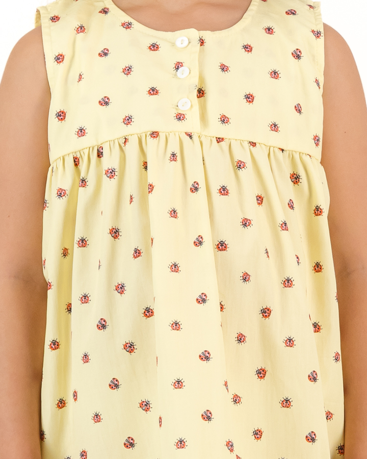 Girls Nighty - Red Lady Bugs on Yellow