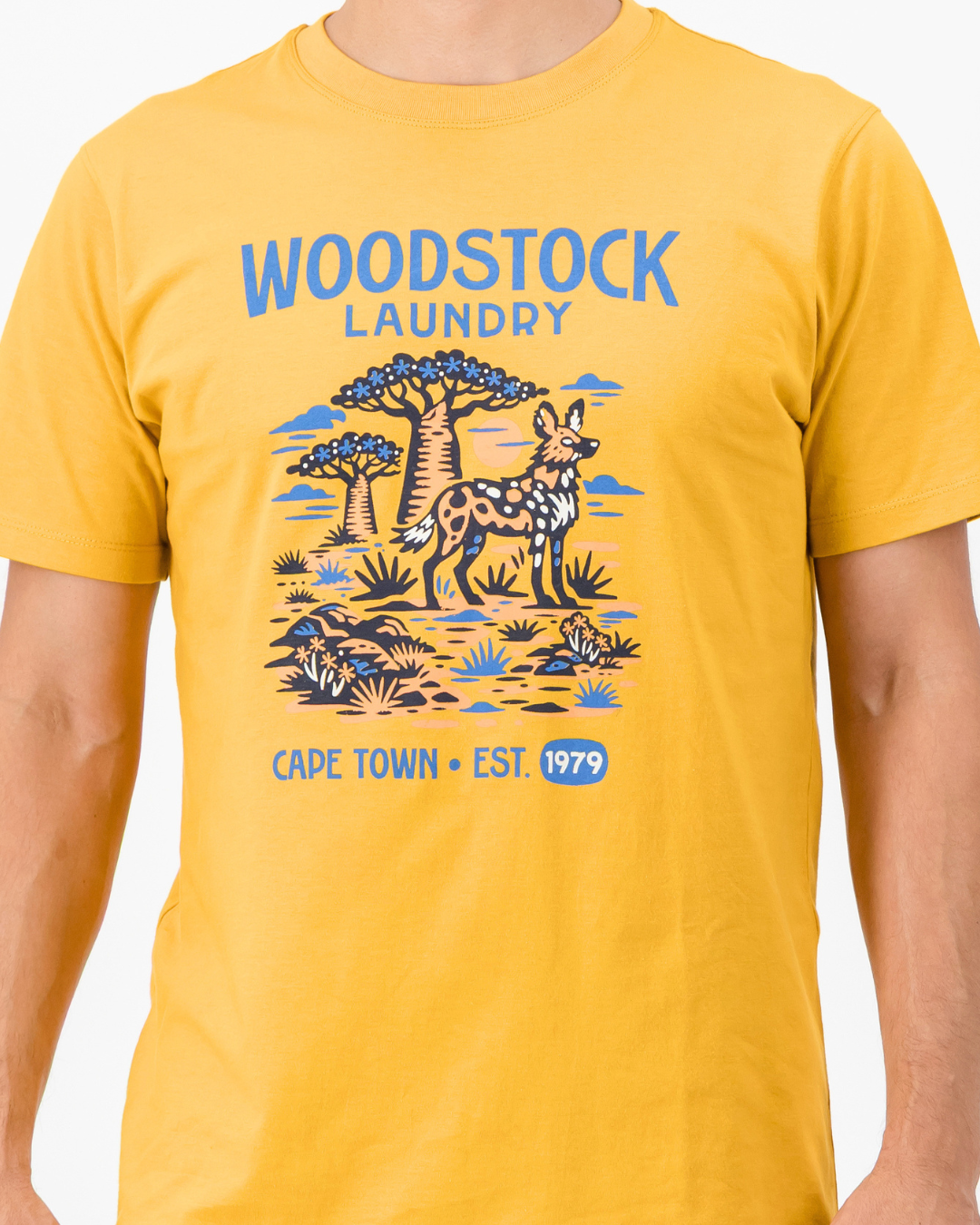 Mens T-Shirt - Wild Dog on Mustard