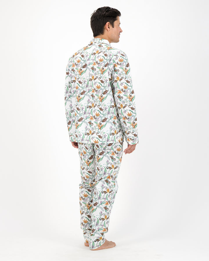 Mens Long Pyjamas - Nag Apies on White
