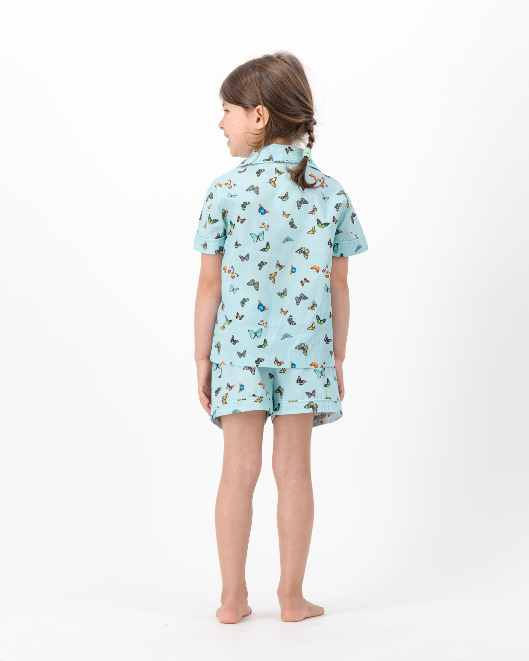 Girls Short Pyjamas - Butterflies on Blue