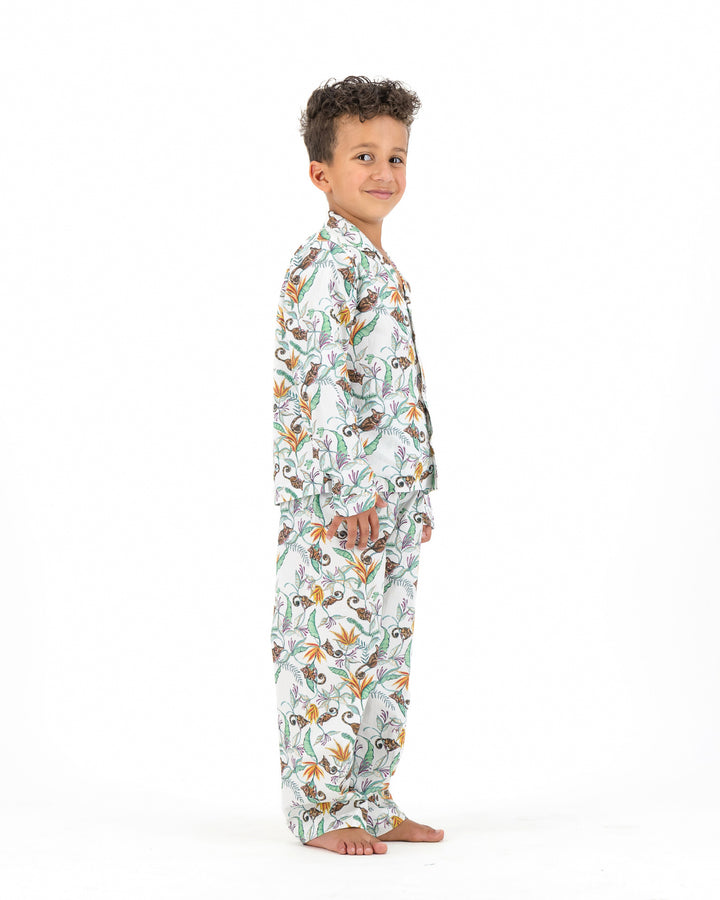 Boys Long Pyjamas - Nag Apies on White