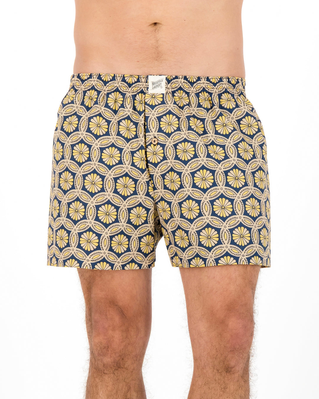 Mens Boxer Shorts - Geo Floral on Navy