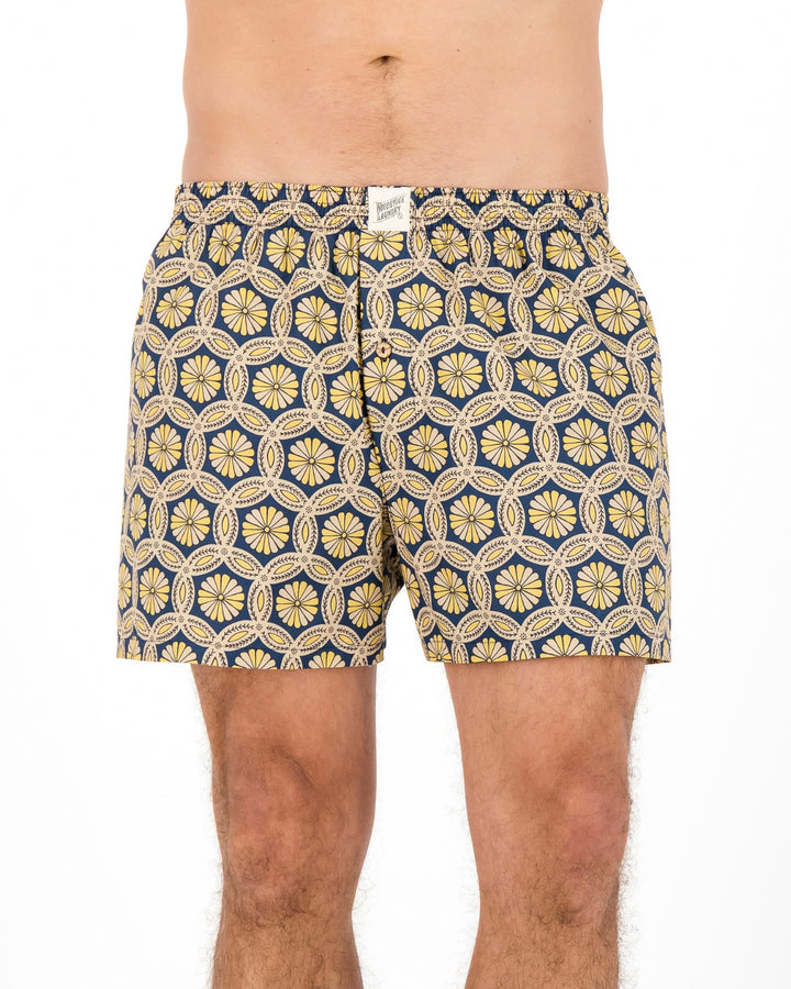 Mens Boxer Shorts - Geo Floral on Navy