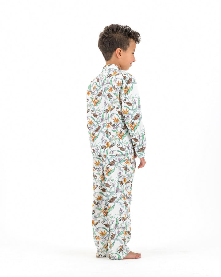 Boys Long Pyjamas - Nag Apies on White