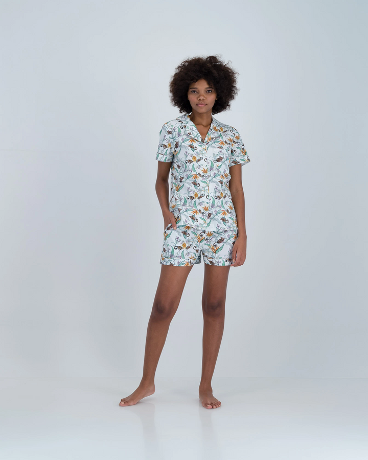 Womens Short Pyjamas - Nag Apies White