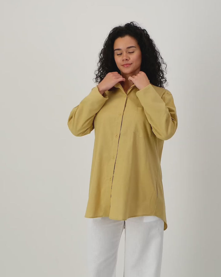 Womens Linen Over Shirt - Sahara Video - Woodstock Laundry