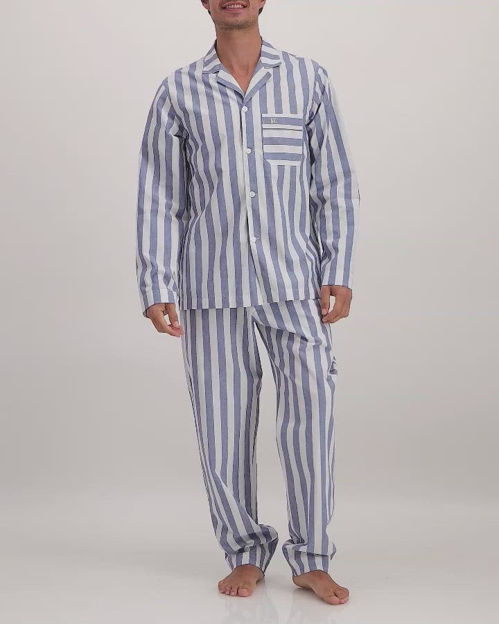 Mens Long Pyjamas - Beach Stripe