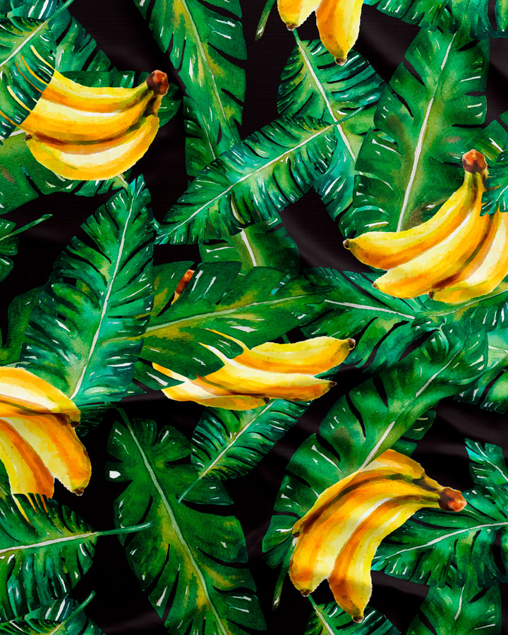Bananas on Leaves Pattern Detail - Woodstock Laundry SA