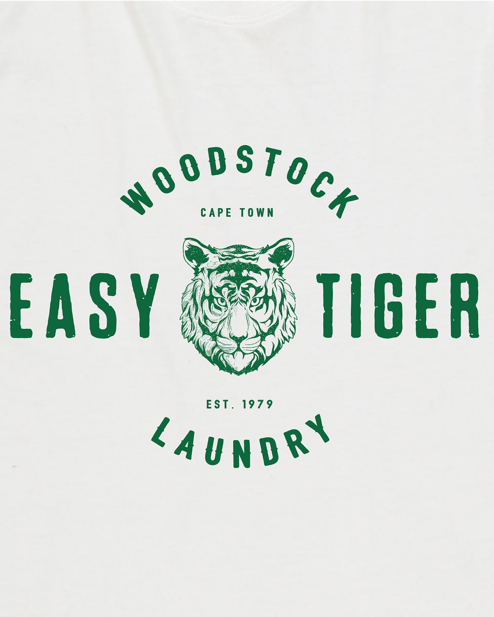 T-Shirt White Easy Tiger artwork - Woodstock Laundry SA