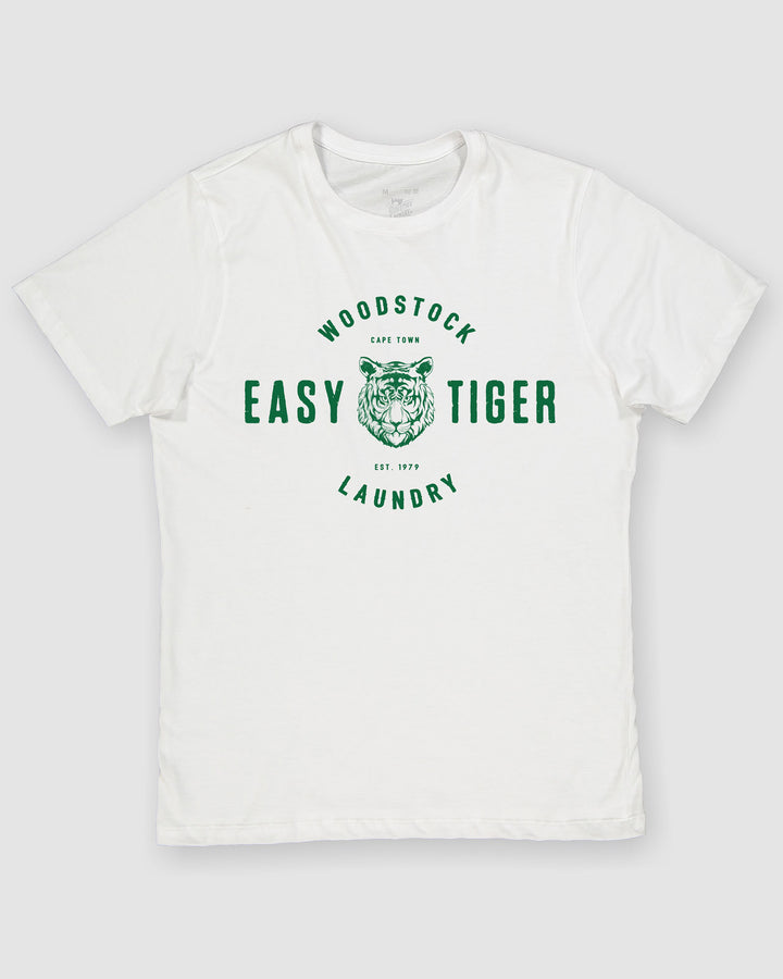 T-Shirt White Easy Tiger flatlay - Woodstock Laundry SA