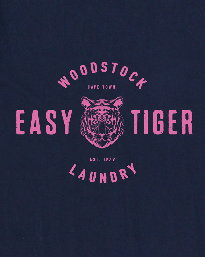 Mens T-Shirt Easy Tiger Navy Artwork - Woodstock Laundry SA
