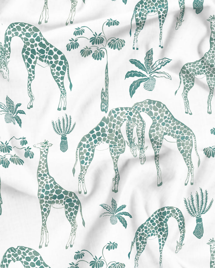 Womens Long Pyjamas - Giraffes Green