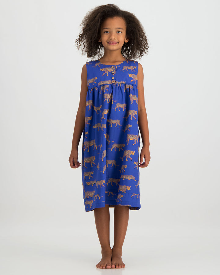 Girls Nighty Blue Cheetahs Front - Woodstock Laundry SA