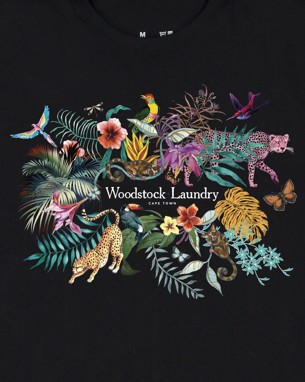 Mens Cotton T-Shirt Jungle Black artwork | Woodstock Laundry SA